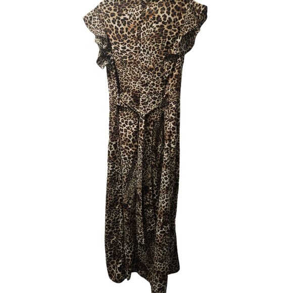 Boohoo animal print maxi with deep neckline and flutter sleeves Size 16 - Picture 2 of 9